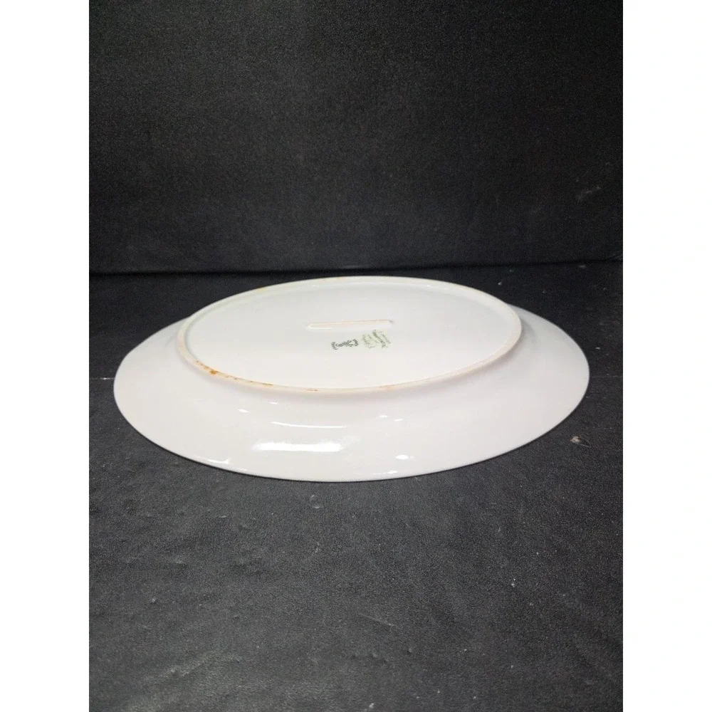 C Ahrenfeldt Limoges Depose Oval Platter, White Bone China, Vtg‎ Floral Border